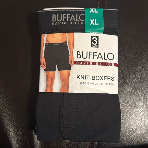 Buffalo David Bitton Black Knit Boxers Mens 3pk XL Cotton Modal Stretch - Picture 4 of 5